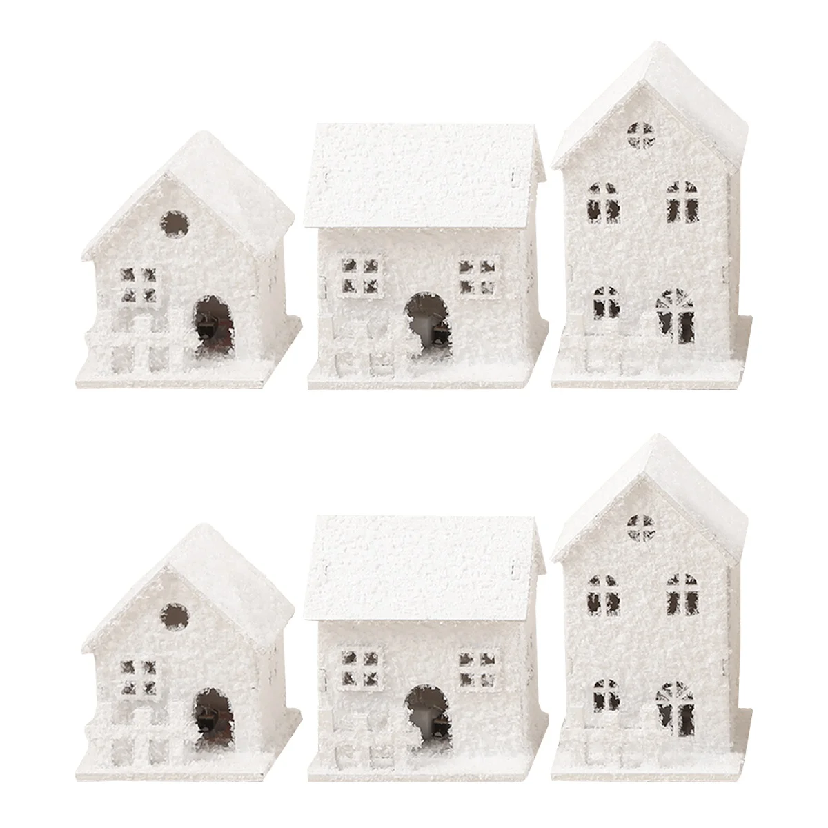 

6 Pcs Glowing Christmas Cabins Xmas Snow Houses Glowing Wooden Cottage Ornaments