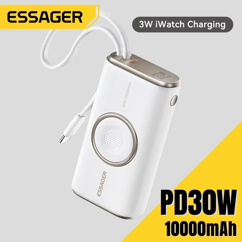 Portable Power Bank 30W 10000mAh with Cable for iPhone 16 15 Xiaomi Wireless Magnetic Charger for Apple Watch Series 9 8 wireless power bank power bank wireless charger