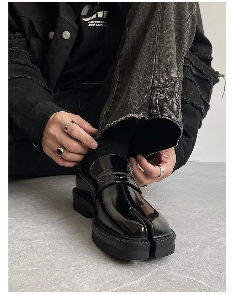 Plit Toe Horseshoe Shoes Men's Shoes Patent Leather Casual Leather Plit Toe Horseshoe Shoes Men's Shoes Patent Leather Casual Leather