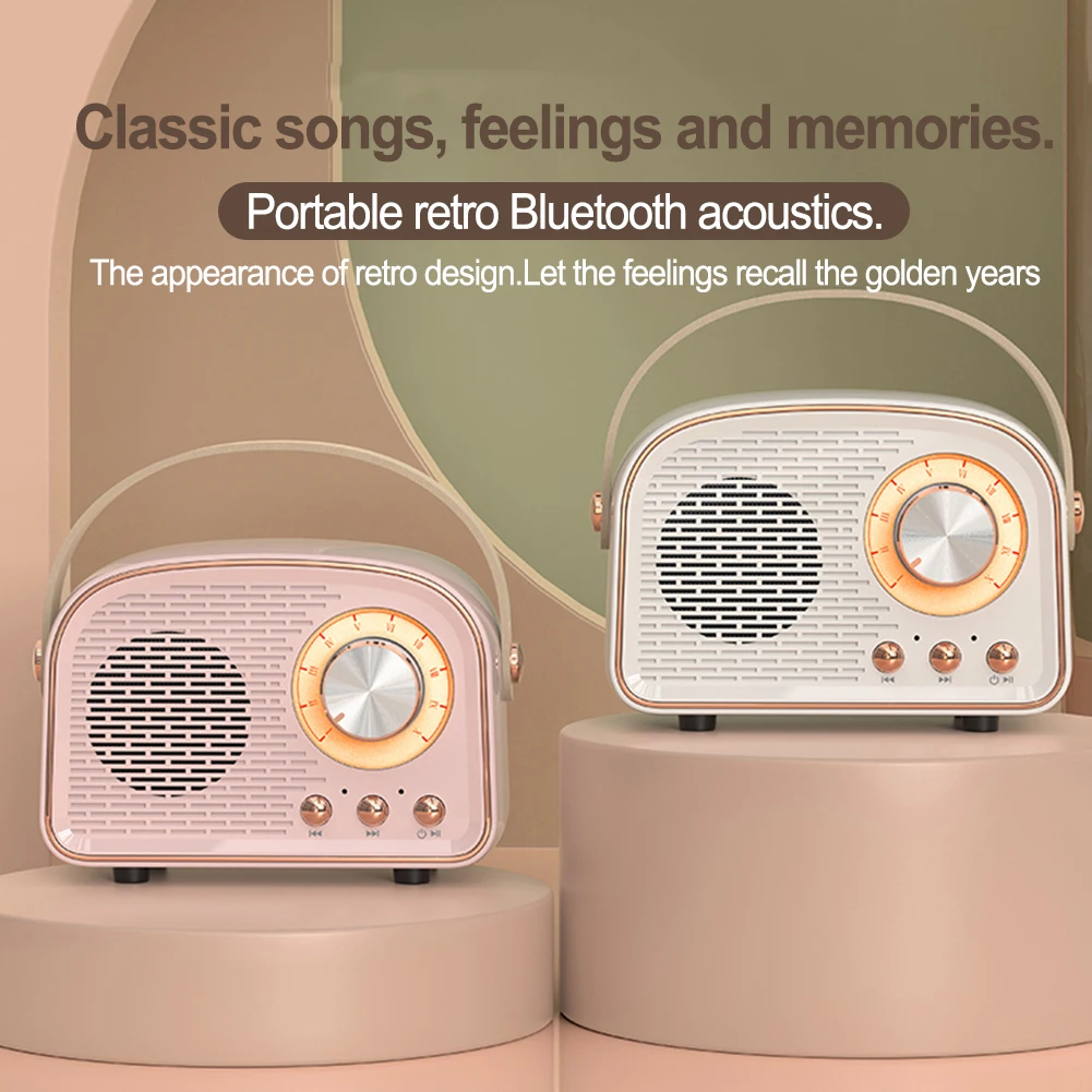

Vintage Bluetooth-Compatible Speaker Classic Home Use Radio Bass Card Insertion Retro Small Sound Box