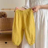 Pantalons simples pour enfants, couleur unie, vêtements d'été, fins, amples, Anti-moustiques, bouffants pour bébés filles, pantalons décontractés 6