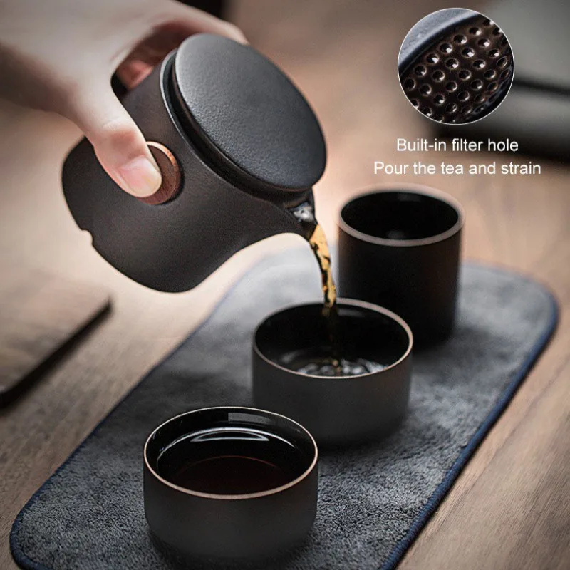 

Portable Black Ceramic Tea Set Ceramic Home Teapot