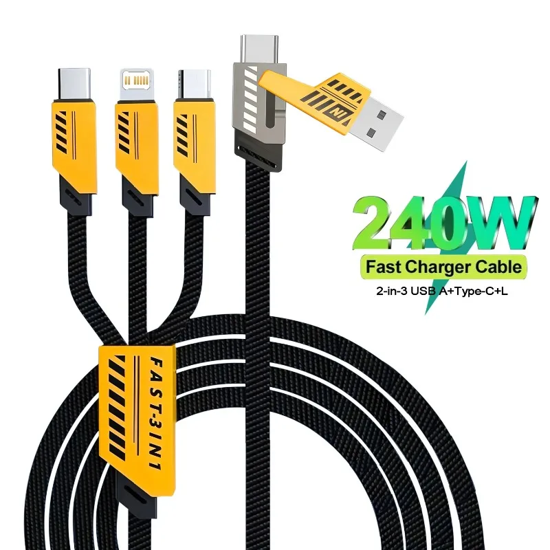 รูปสินค้า สายชาร์จเร็ว 3 in 1 ชาร์จได้หลายอุปกรณ์ รองรับ Type-C & USB