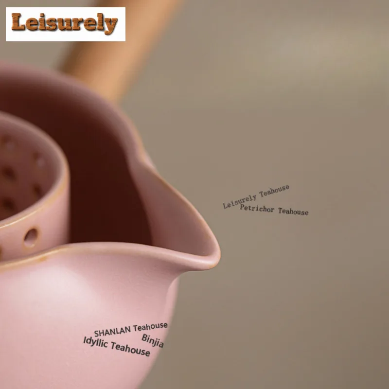 500ml Sakura Pink Soda Glaze Full Round Side Handle Teapot Handmade Tea Infuser Pot Tea Maker Kettle With Strainer Teaset Gift