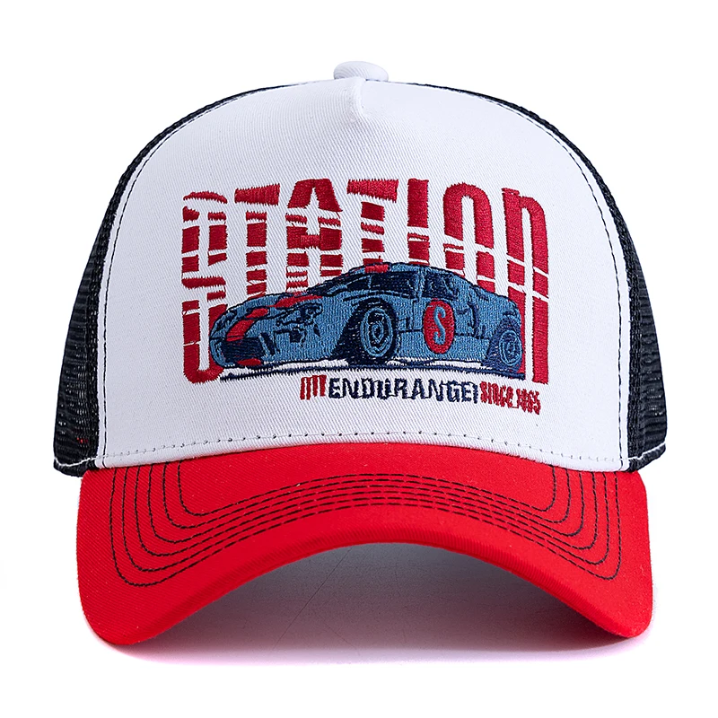 Hot Sale Baseball Cap Breathable Mesh Outdoor Trucker Hat Men Women Racing Car Embroidered Pattern Snapback Hat
