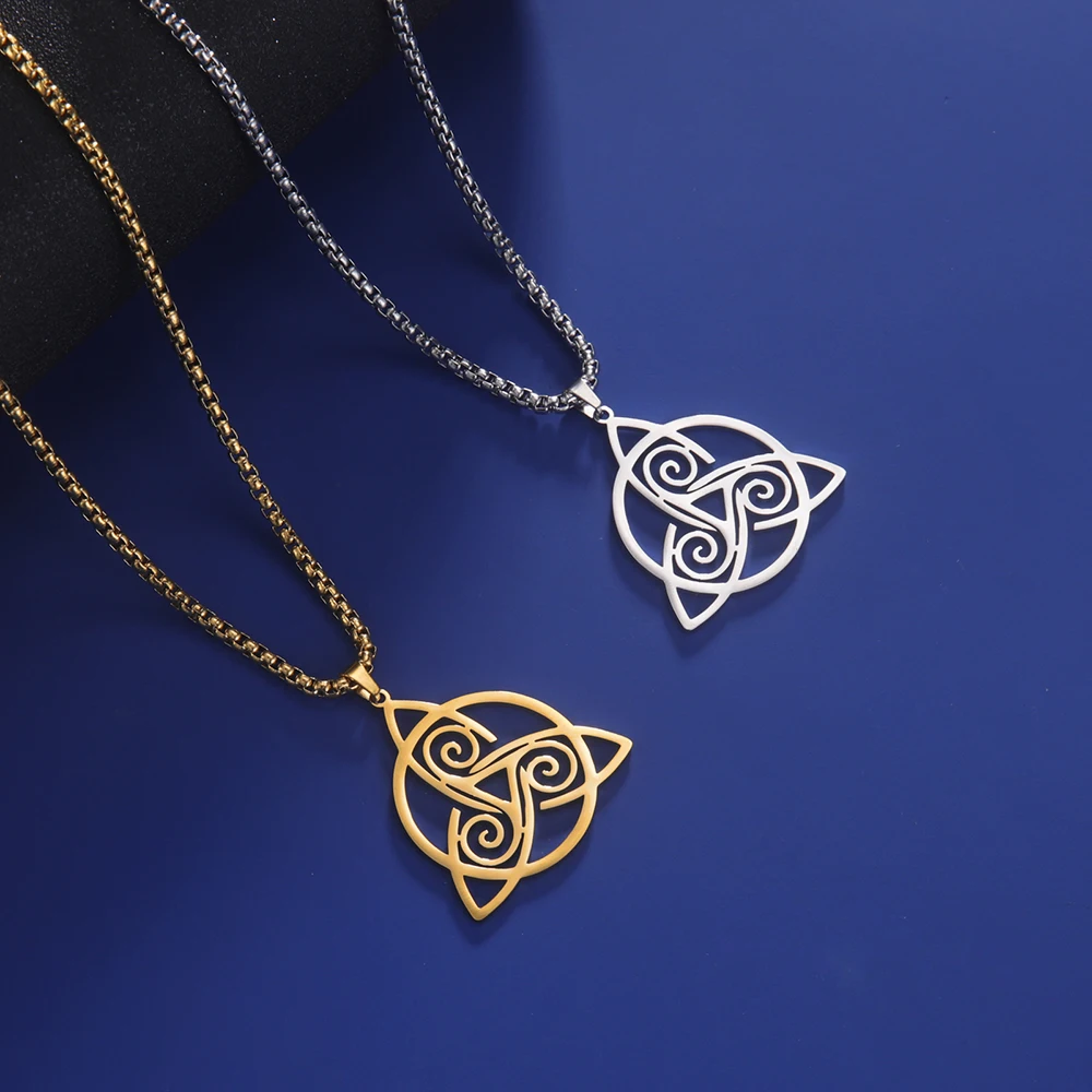 Dawapara Triquetra Triple Mond Göttin Halskette Wiccan Pentagramm Anhänger Edelstahl Religiöse Amulett Schmuck für Frauen Hexen-Schmuck Triquetra-Halskette Amulette für spirituellen Schutz – Detail 25