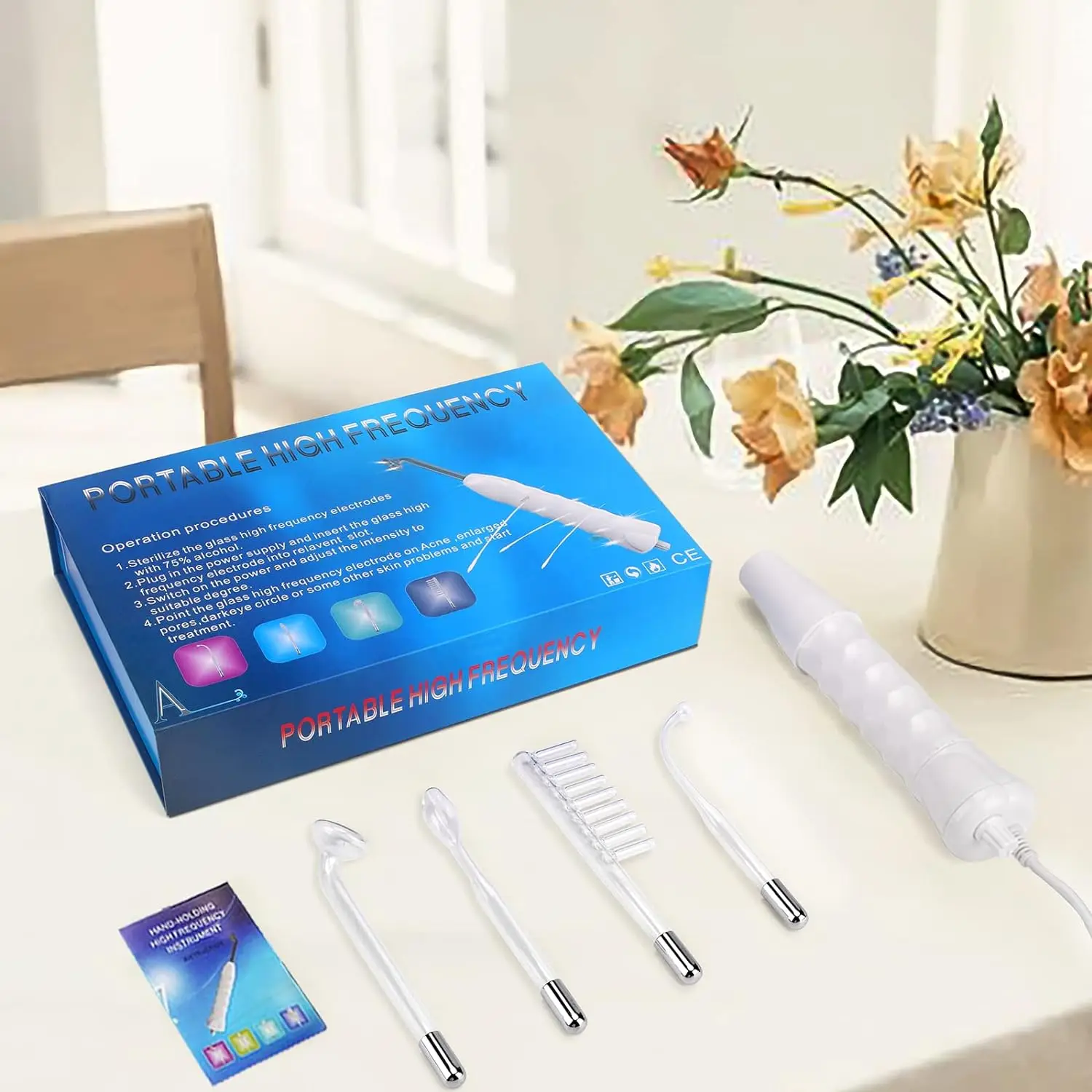 4pcs Violet Tubes High Frequency Facial Wand Portable Handheld Purple High Frequency Facial Machine Remove Wrinkles Acne 6