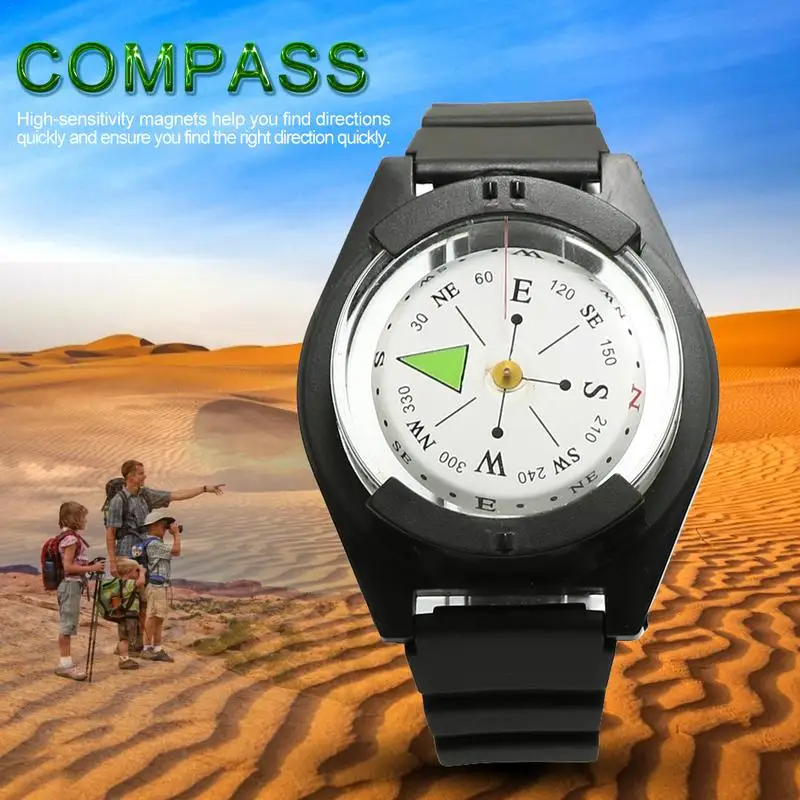Wrist Compass Watch Military Outdoor Survival Diving Waterproof Bracelet Watch Band Gear Compass For Climbing Hiking,waterproof compass,mini compass,navigation compass,portable compass,survival compass