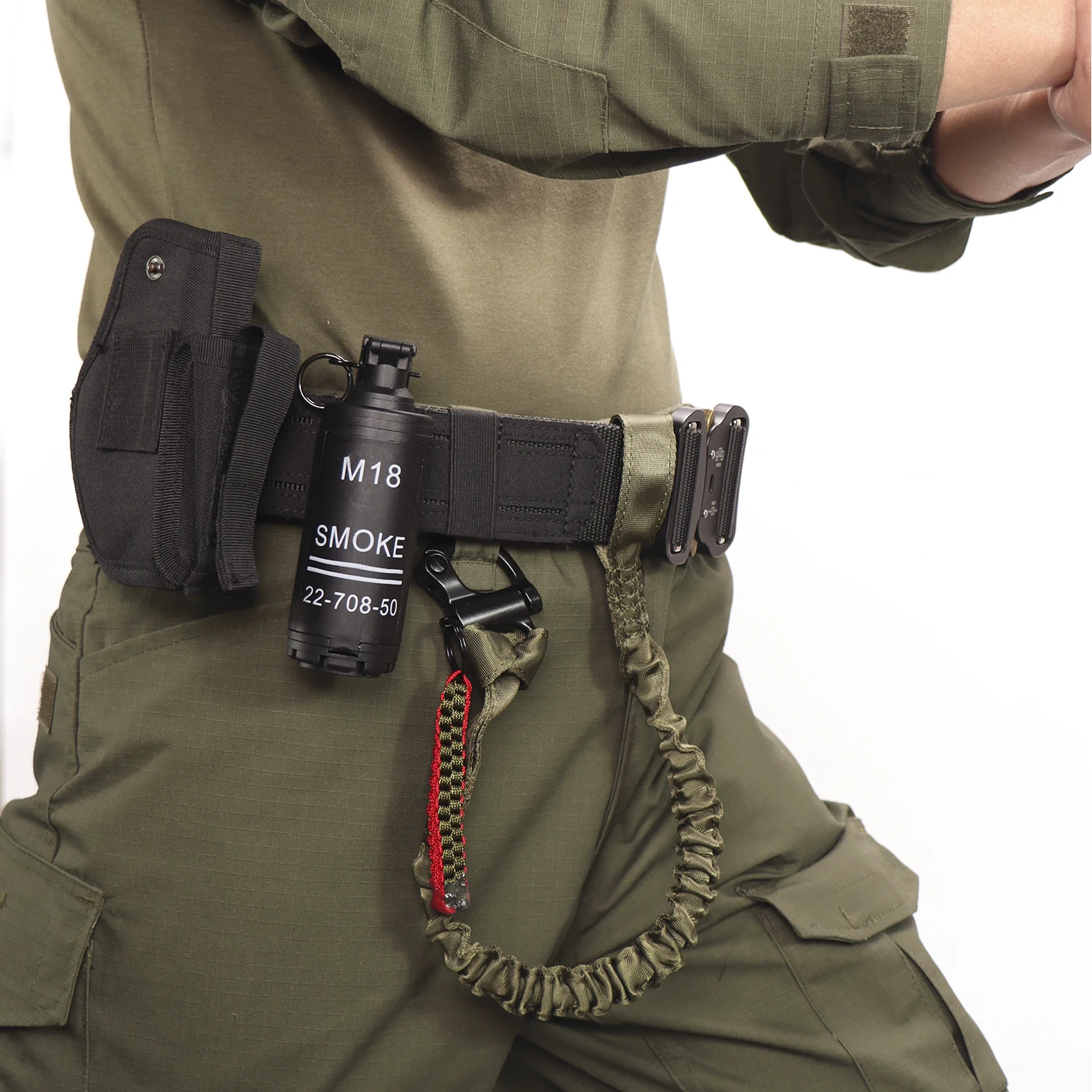 Cinturón táctico de doble capa de 150cm de largo con longitud ajustable para hombre, cinturón de caza y combate al aire libre