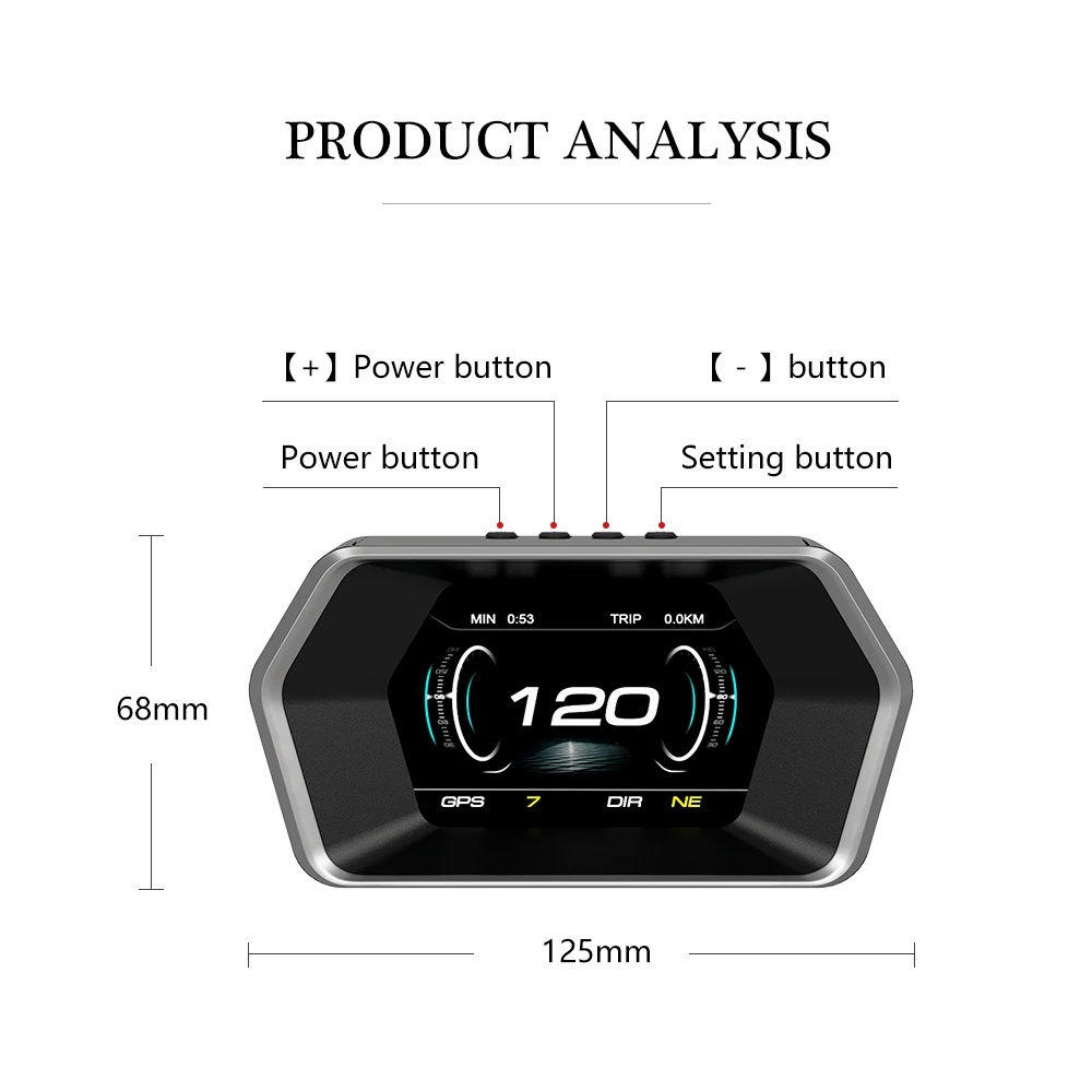 WiiYii P17 OBD2 + GPS Ʈ    ÷, HUD ڵ  ӵ ˶ ð ͺ νƮ  ڵ