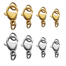 30Pcs/lot Gold Plated Stainless Steel Lobster Clasp With Jump Rings For DIY Bracelet Necklace Jewelry Making Findings Supplies