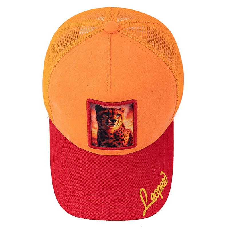 New Unisex Mesh Trucker Hat Leopard Pattern Patch Design Suede Hat Summer Baseball Cap Streetwear Cap For Men Women ﻿