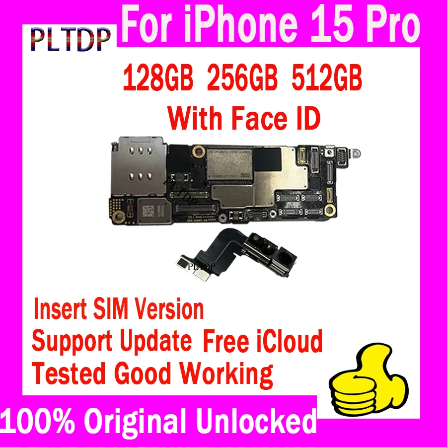 

128GB 256GB For iPhone 15 Pro Motherboard Original Unlocked Tested Well MainBoard With Full Chips IOS System Update Clean iCloud