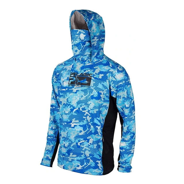Pelagic Men's Fishing Hoodie Shirts UPF 50+ Sun Protection Long Sleeve  Breathable Fishing Clothing With Mask UV Neck Gaiter Tops - AliExpress