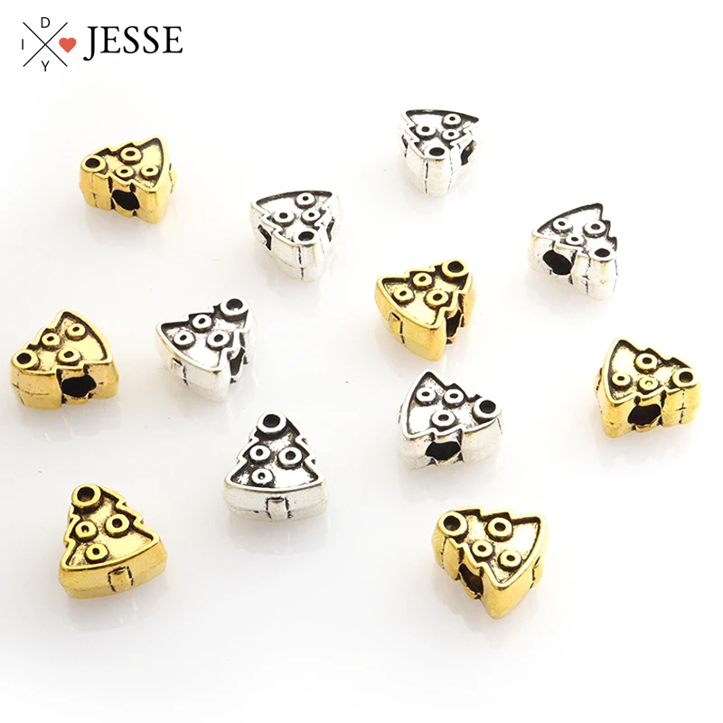 

10pcs Vintage Cute Christmas Tree Big Hole Alloy Spacer Beads For DIY Bracelets Necklace Jewelry Making Bangle Handmade Findings