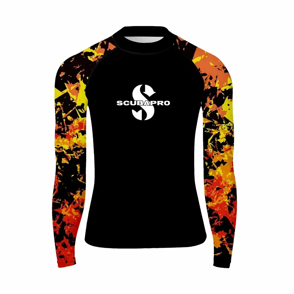 Men Funny Swimwear Rash Guards Long Sleeve Surf T-shirt UV Protection Swimsuit Surfing Diving Swimming Skinsuit Rashguard