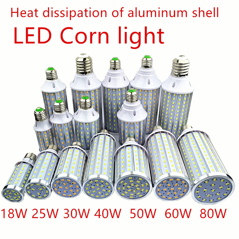 

LED Bulb Aluminum shell lamp 18W25W30W40W50W 60W 80W 100W LED Corn light street lamp 220V E14 E26 E27 E39 E40 Cool Warm White