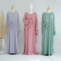 Fashion 2 pieces set Muslim Robe abaya syari Oversized Loose Soft Dress 4