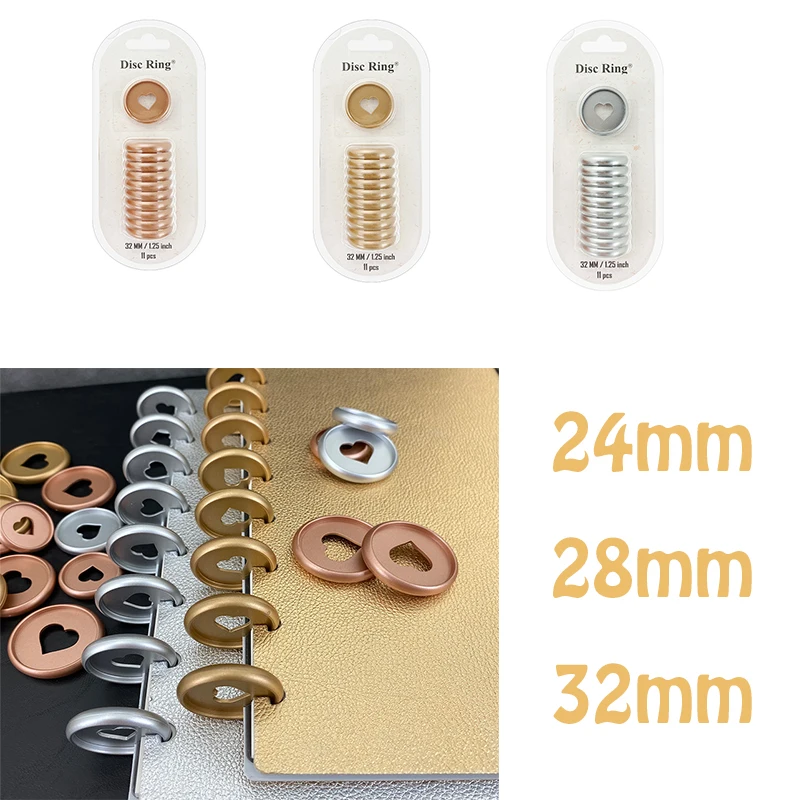 Notebook Chest Binder Planner Disc Binding Mushroom Hole Binding Discs Binders Mushroom Plastic Ring Planner Rings Heart 11pcs