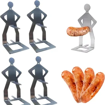 Divertente supporto per salsicce per barbecue, griglia umanoide riutilizzabile in acciaio inossidabile, un romanzo, cucina umoristica, barbecue per campeggio all'aperto 1