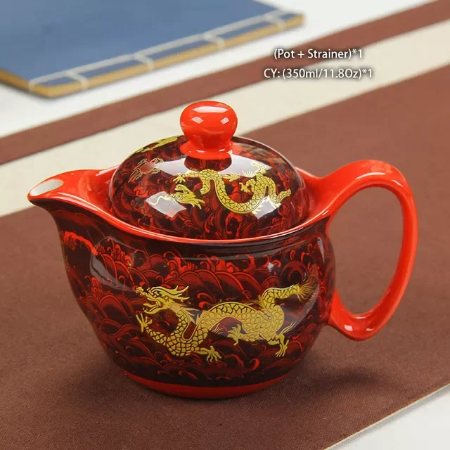 Čínska keramická čajová súprava Kung Fu porcelánová čajová šálka sada kanvíc Dračí čajník šálka Kungfu čajová súprava Puer Oolong čajový riad