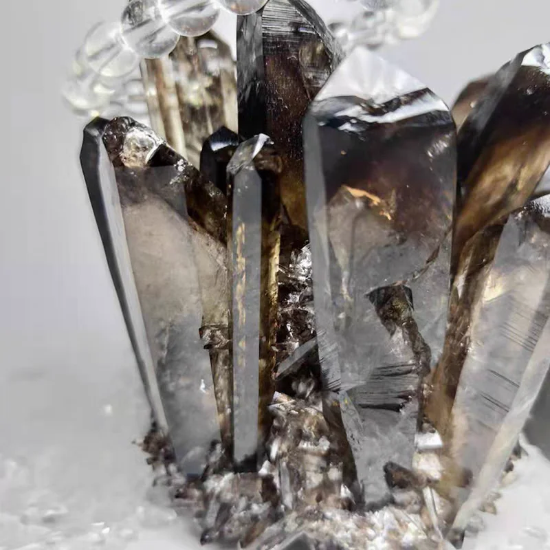 Natural raw ore black crystal cluster, healing rare ore specimens fine crystal ornaments
