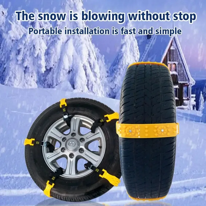 Universal Winter Anti-skid Chain 10Pcs/Set for Car SUV Van TPU Anti-skid Chain Road Safety Vehicle Chain