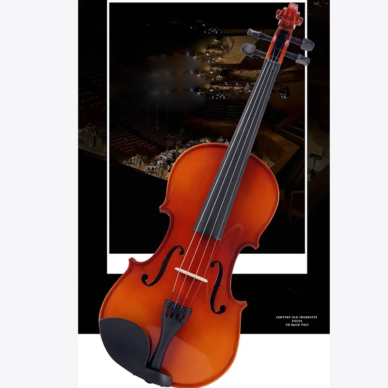 

Handmade solid wood violin glossy craft tiger patterned instrument for adults kids exam with hard case and accessories