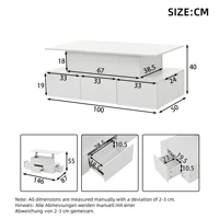 Table basse pliable, avec LED, 4 tiroirs et rangement dissimulé, finition brillante, pour le salon, usage quotidien, MDF – blanc 8