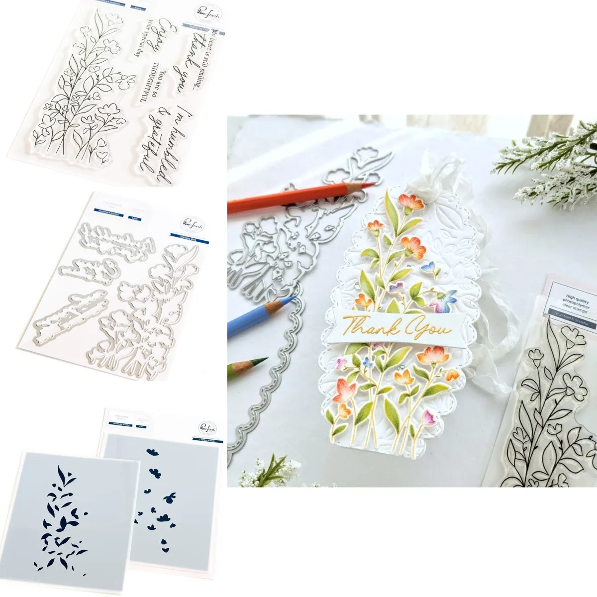 

Grateful Letter Flower 2023 New Metal Cutting Dies Clear Stamps Stencil DIY Scrapbook Diary Decoration Embossing Template Craft