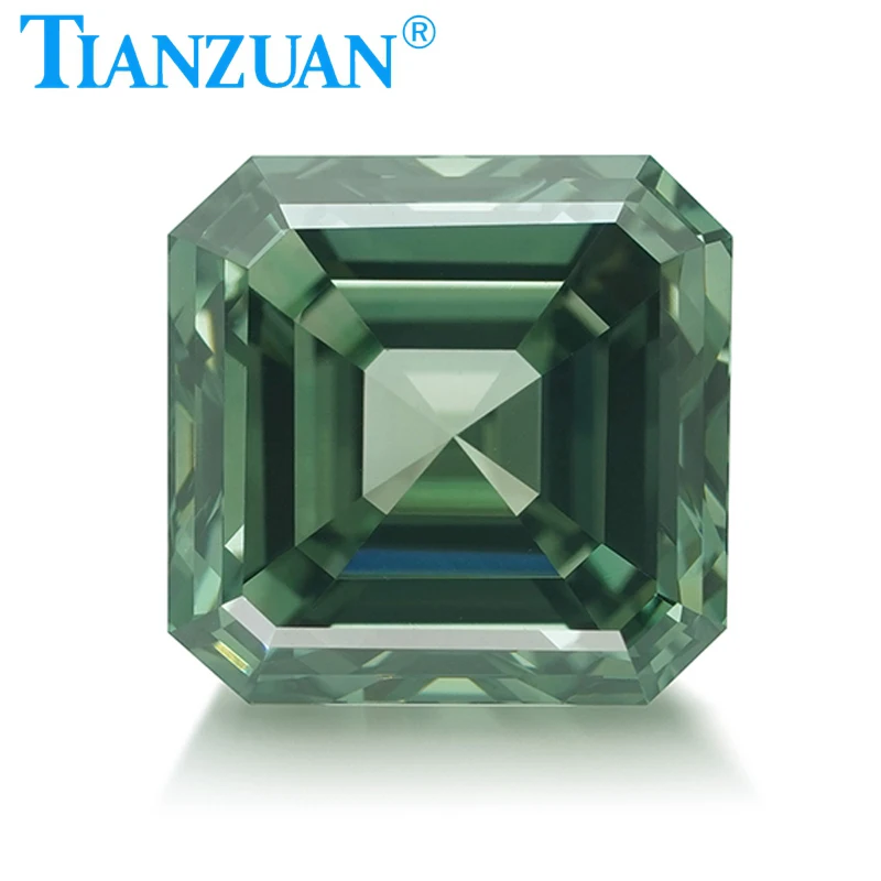 Lab Grown Diamond HPHT 1.2CT Asscher Cut Fancy Vivid Green Color VS1 2EX Loose Gemstone Bead with GEMID Certified