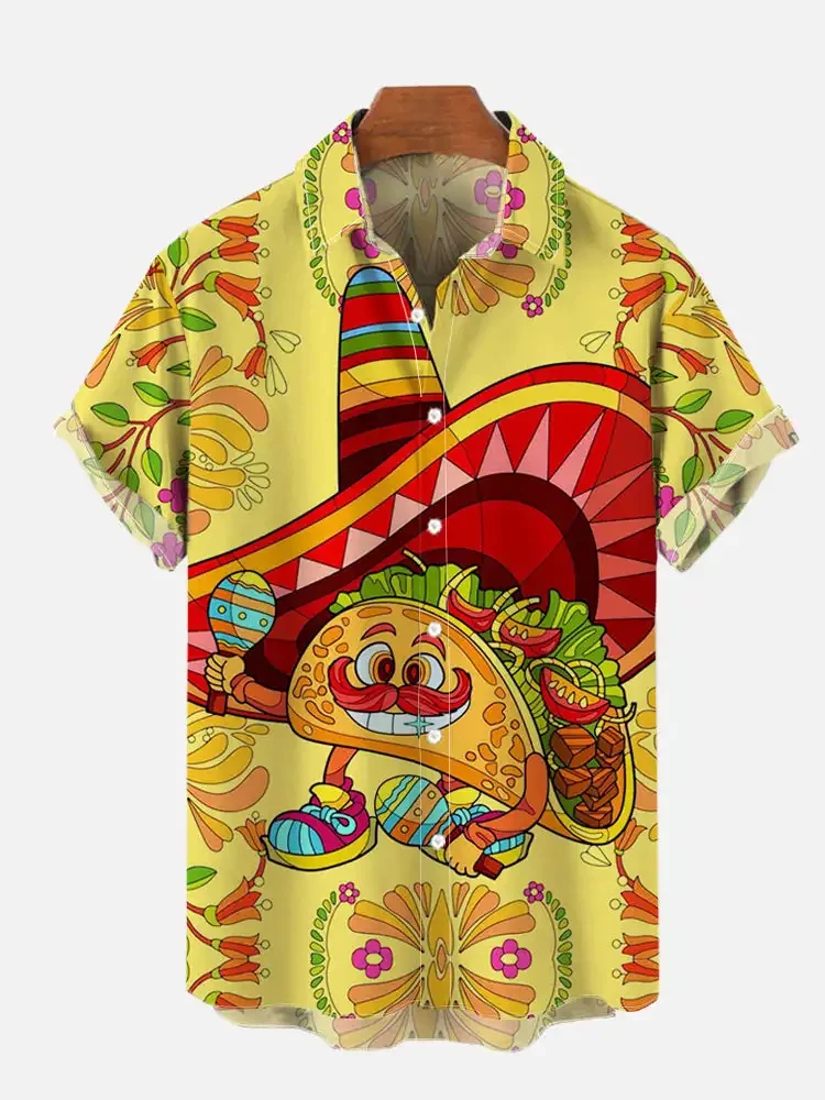 Men's Shirt Mexican Party Creative 3D Printed Tops Summer New Hawaiian Casual Loose No pockets Short Sleeve Shirt 5