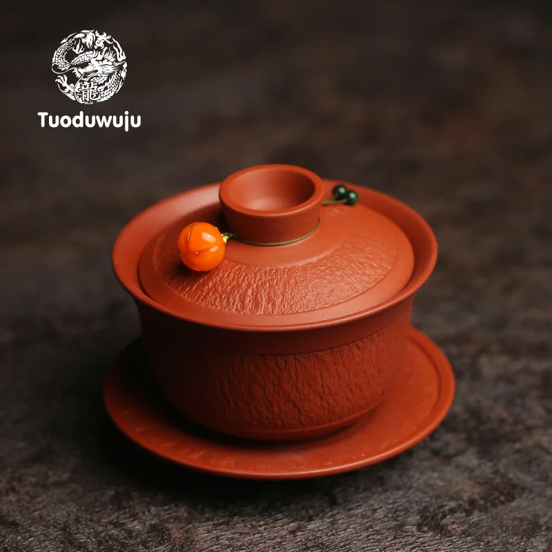 

Чаша с крышкой для чая из глины ручной работы, сырая руда, чаша Sancai, керамическая чашка с крышкой для чая Gongfu, большой чайный набор, XH216