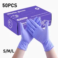50 PCS Purple Disposable Nitrile Gloves Used for Furniture Cleaning Kitchen Dishwashing Pet Bathing Nail  Beauty Salon Baking 1
