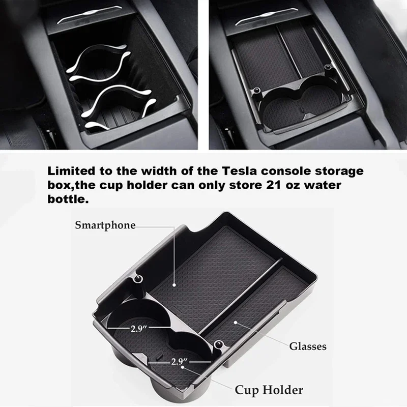Für Tesla Modell X Modell S Auto Center Konsole Armlehne Lagerung Box Fach Organizer Anti-Slip Matten Lagerung Aufräumen auto Lagerung Box – Detail 3