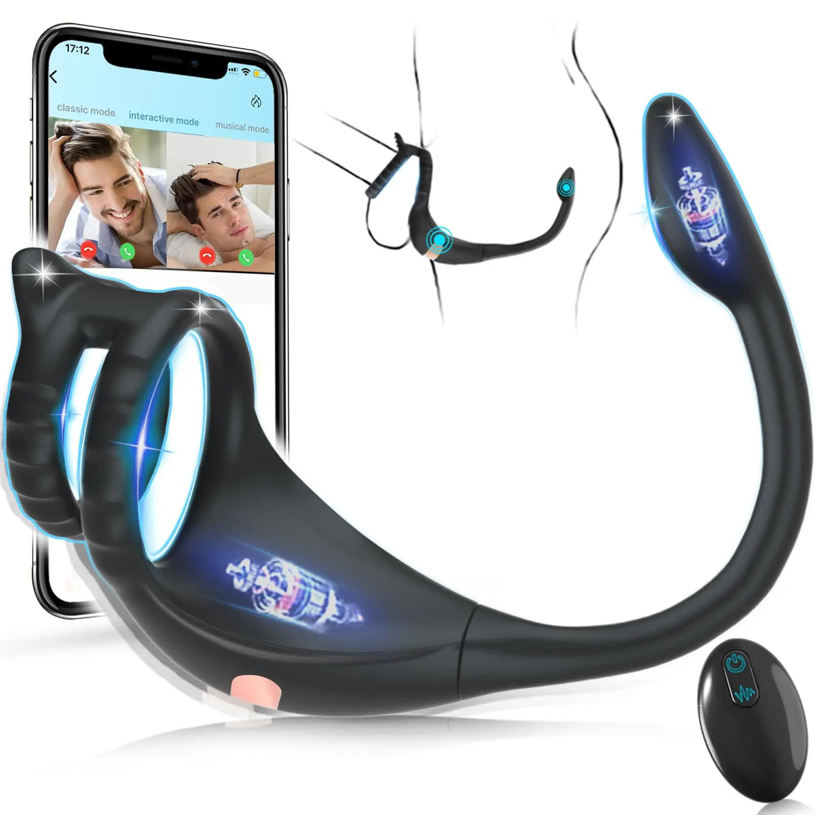 Penis Cock Ring Anal Sex Toy Cock Ring Prostate Vibrator For Men APP Wireless 10 Mode