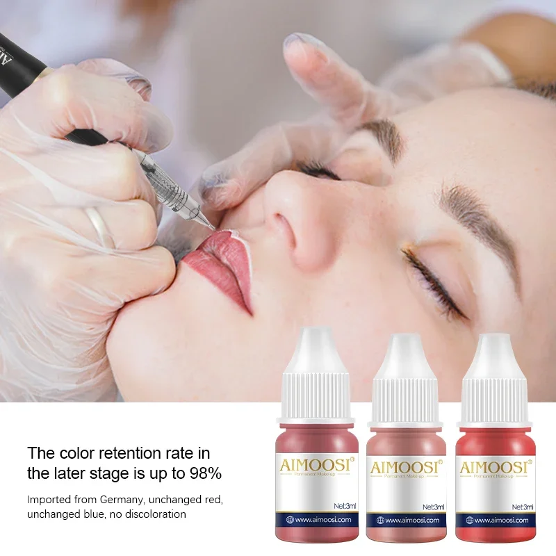 AIMOOSI Pigmento Professionale per Trucco Permanente, Inchiostro Ipoallergenico per Tatuaggi Labbra, Microblading e Lip Blushing Naturale per PMU - immagine 2