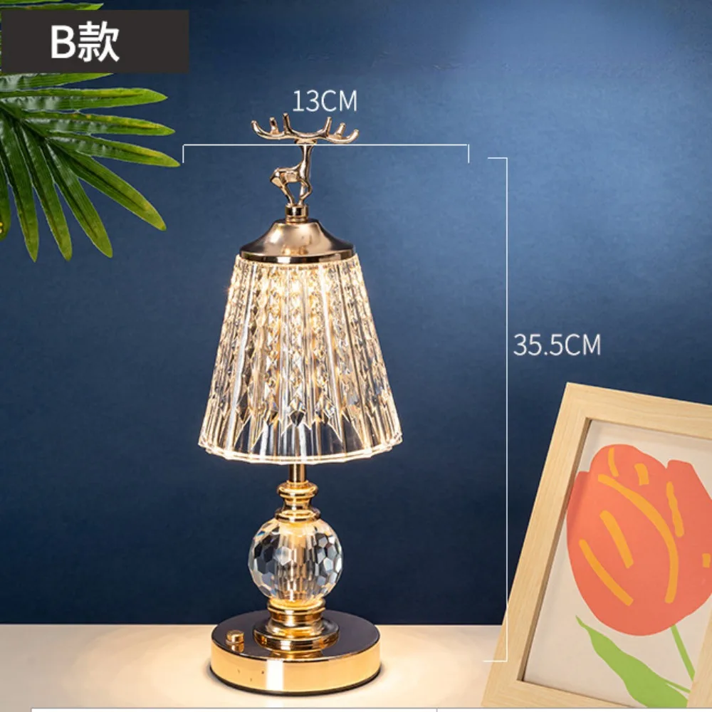 Led kristallen lamp, diamant kristallen tafellamp, bedlampje met touch