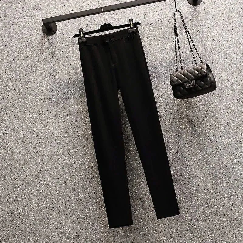 Black Long Sleeve Striped Patchwork Top Casual Solid Pencil Pants 2-piece Set Fashion Women New In Clothes Casual Fashion Trend