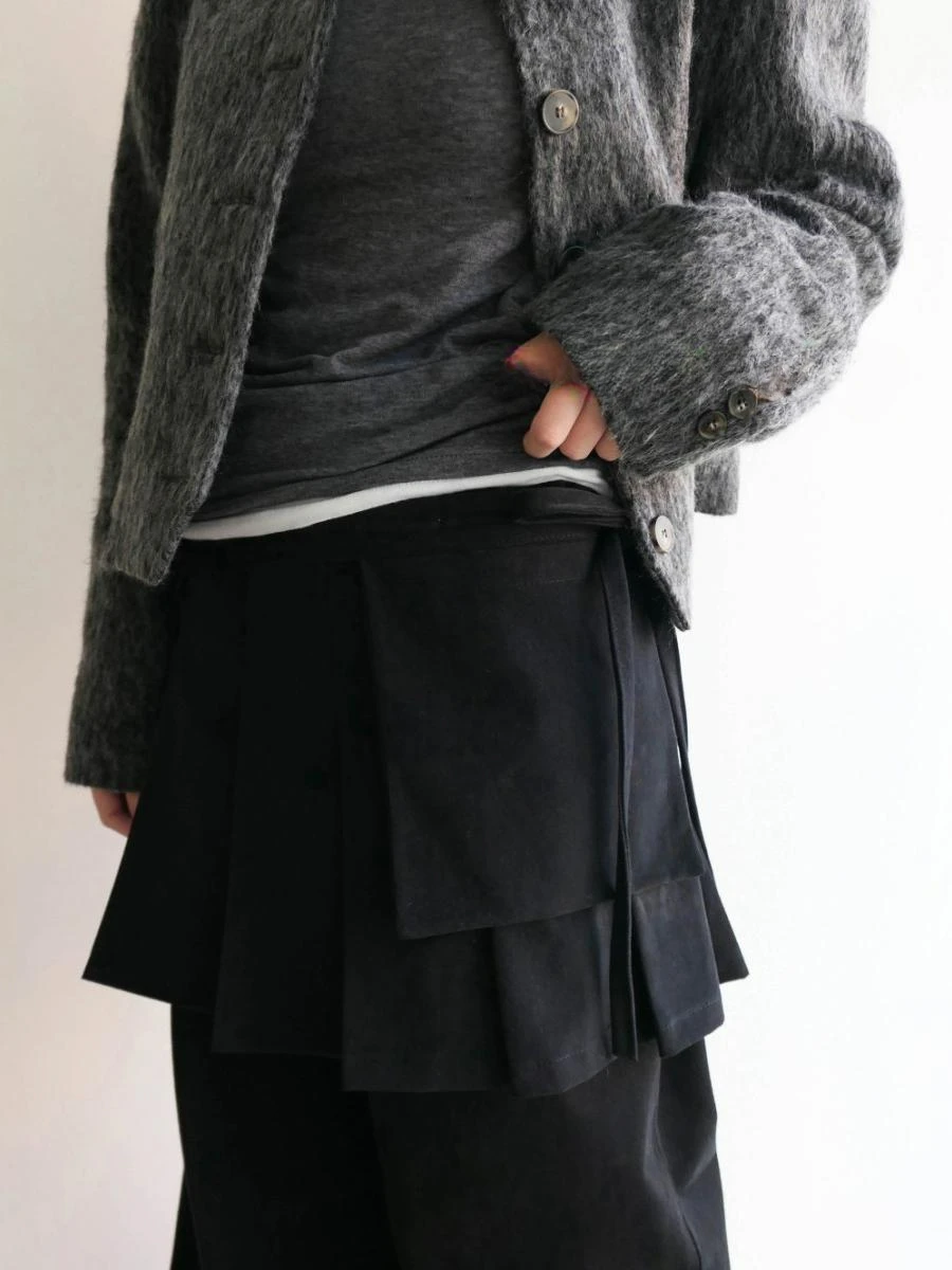 KUSAHIKI Retro Street Causal Irregular Two Piece Detachable Spicy Girl Skirt Pants 4