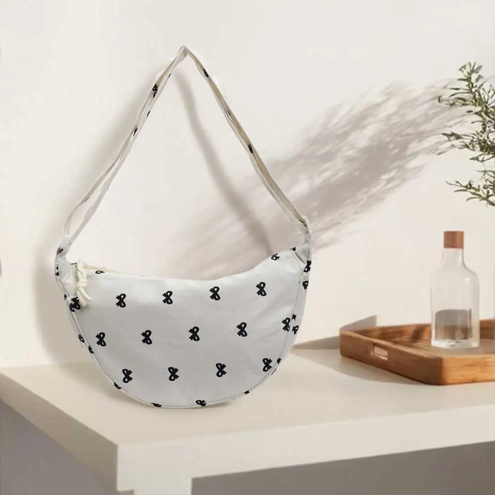 Crossbody Bag for Women Adjustable Strap Shoulder Bag Canvas Zipper Crescent Bag Small Sling Bag for Travel Shopping