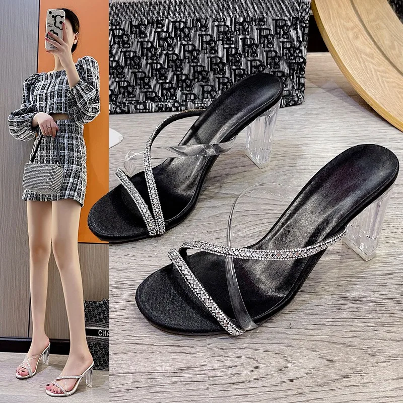 New Sale Ladies Shoes Slingbacks Women's Slippers Summer Beach Slippers Female Square Toe Shoe Women Heels Women Women Sandals