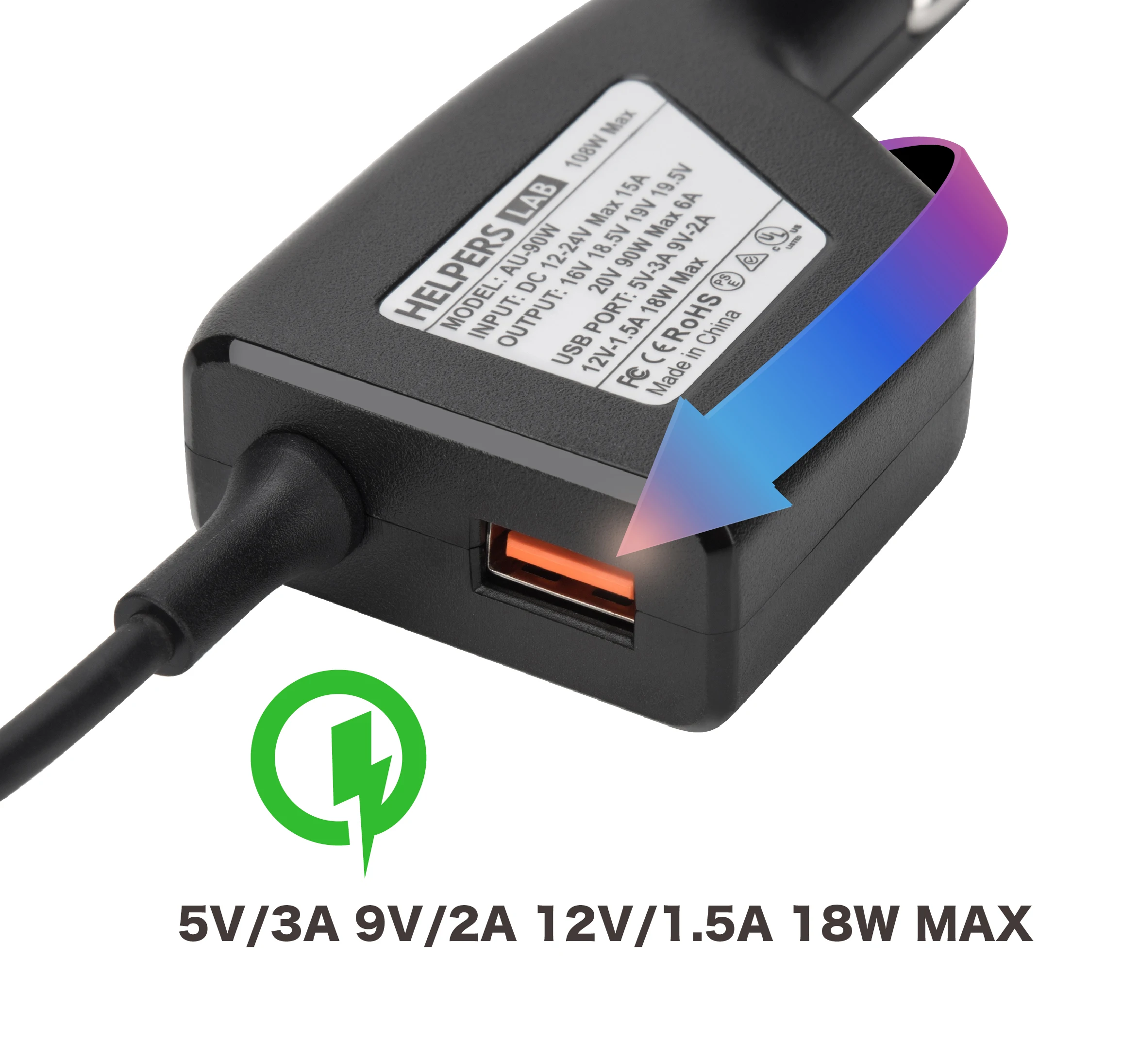 ユニバーサルノートブック充電器,アダプター付き,12v-24v 108w