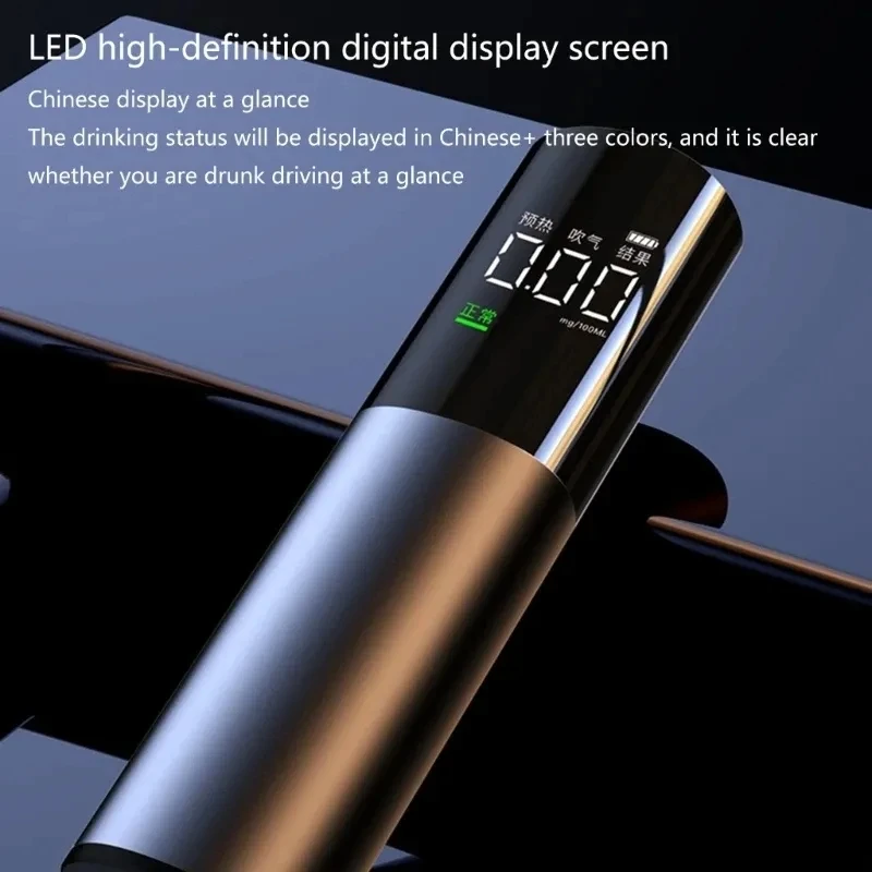 Portable Breathalyzer Tester with 3-Color Screen Display Non-Contact Breathalyzer Personal Accuracy Breath Alcohol Tester