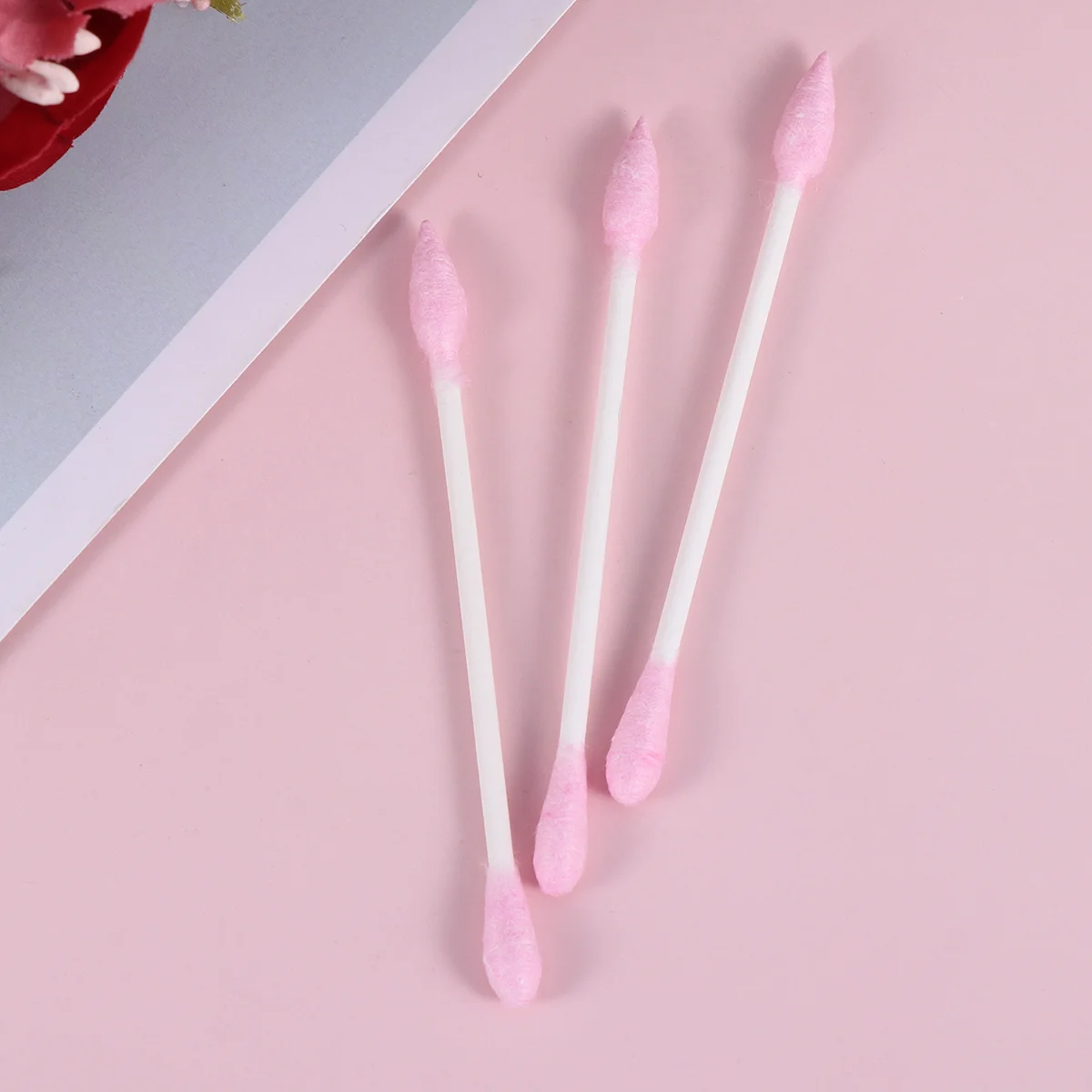 300 Pcs Pink Earbuds Plugs Makeup Tool Cotton Spoon Swabs Beauty Accessories Travel Child 5