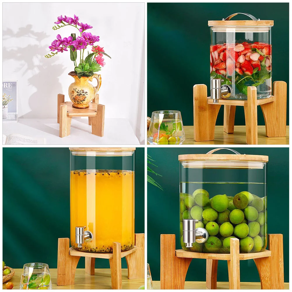 Beverage Dispenser Stand Only Wood Drink Holder Glass Water Raise Stands  Indoor Base Bowl Display Solid Wooden Fish Tank