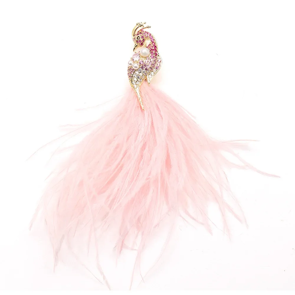 Alilang Curled Peacock Feather Crystal Rhinestone Brooch Pin – Elegant Purple & Silver, Perfect For Dresses, Hats & Bags
