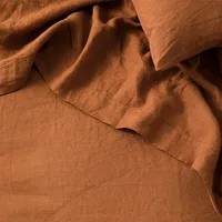 Pure Linen Sheet Set, Caramel Soft Flat Sheet 2 Pillowcases And Elastic Fitted Sheet, Farmhouse Queen King Size, Customizable 6