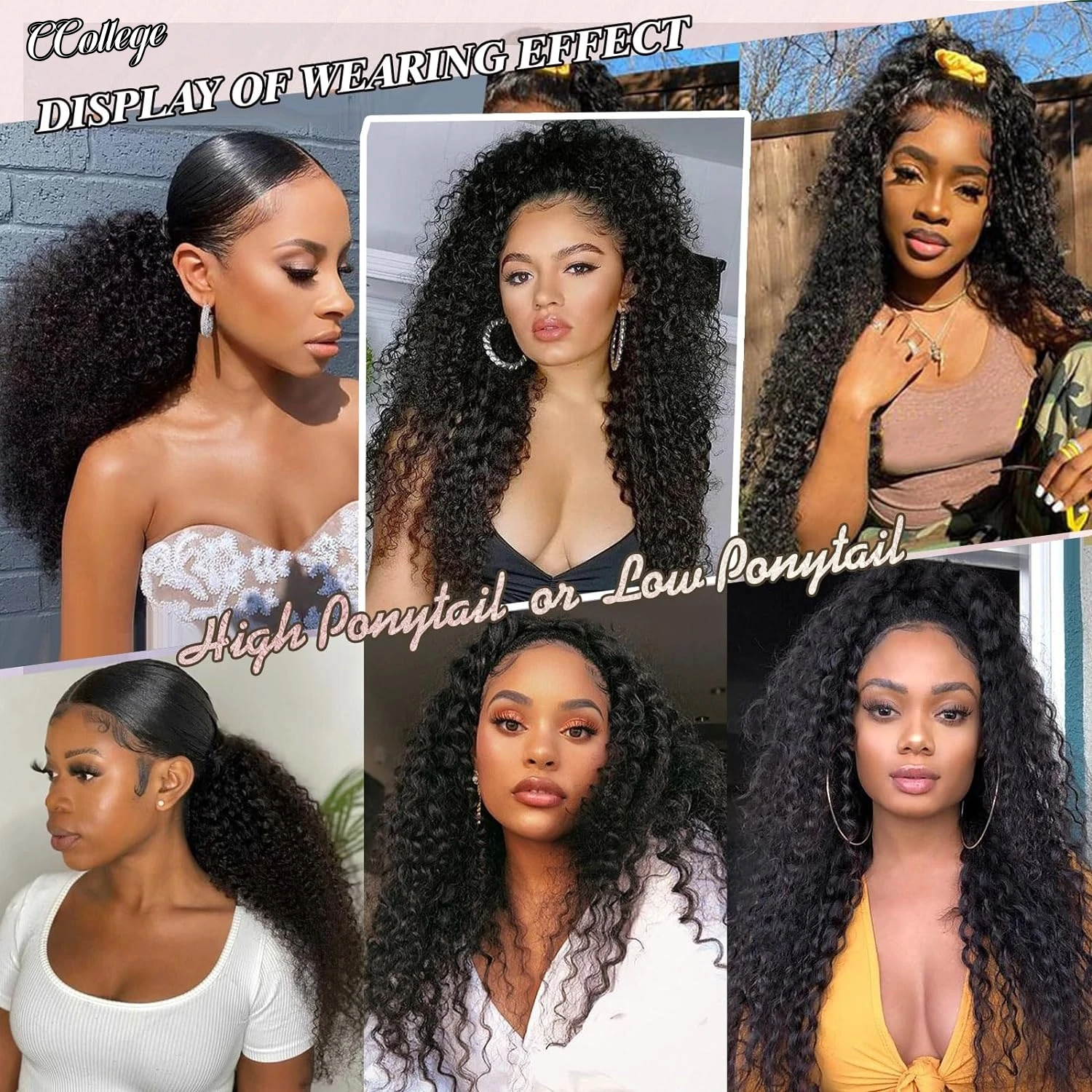 College Drawstring Curly Ponytail Human Hair Extensions for African Women Afro Kinky Curly Hair Pieces 8-30 Inches human hair extensions