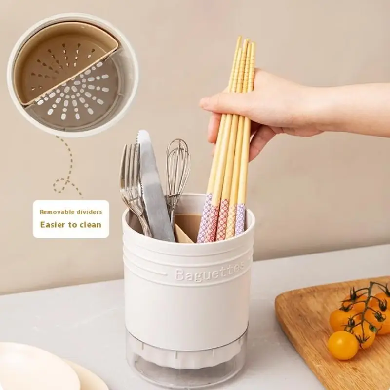 1개 식기 보관함 플라스틱 다기능 배수 젓가락 식기 칼 숟가락 포크 젓가락 용기 주방 도구